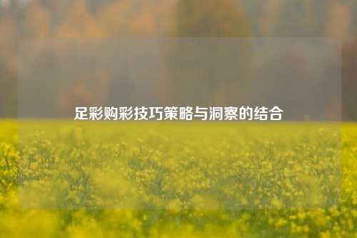 足彩购彩技巧策略与洞察的结合