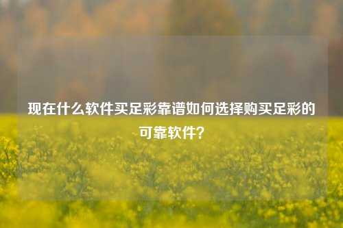 现在什么软件买足彩靠谱如何选择购买足彩的可靠软件？