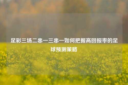 足彩三场二串一三串一如何把握高回报率的足球预测策略