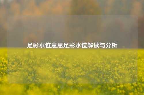 足彩水位意思足彩水位解读与分析