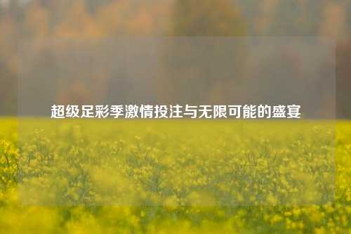 超级足彩季激情投注与无限可能的盛宴