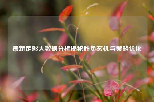 最新足彩大数据分析揭秘胜负玄机与策略优化