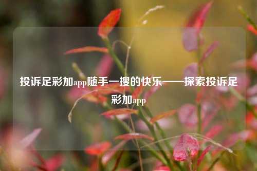 投诉足彩加app随手一搜的快乐——探索投诉足彩加app