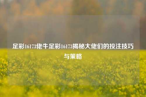 足彩16173佬牛足彩16173揭秘大佬们的投注技巧与策略